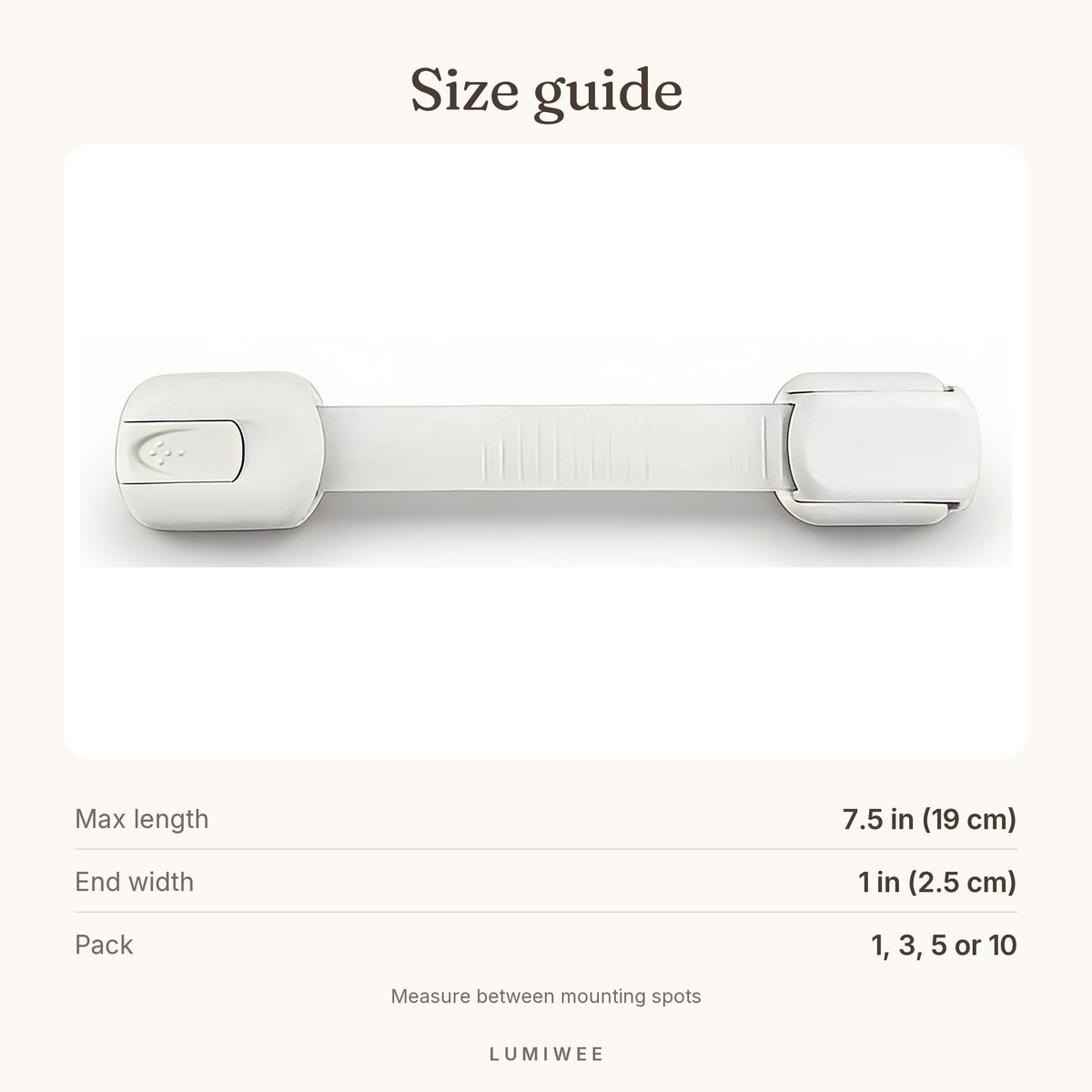 Lumiwee infographic: Adhesive - Size guide