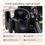 Lumiwee infographic: StrollerCupHolder - Drink and phone, right at hand