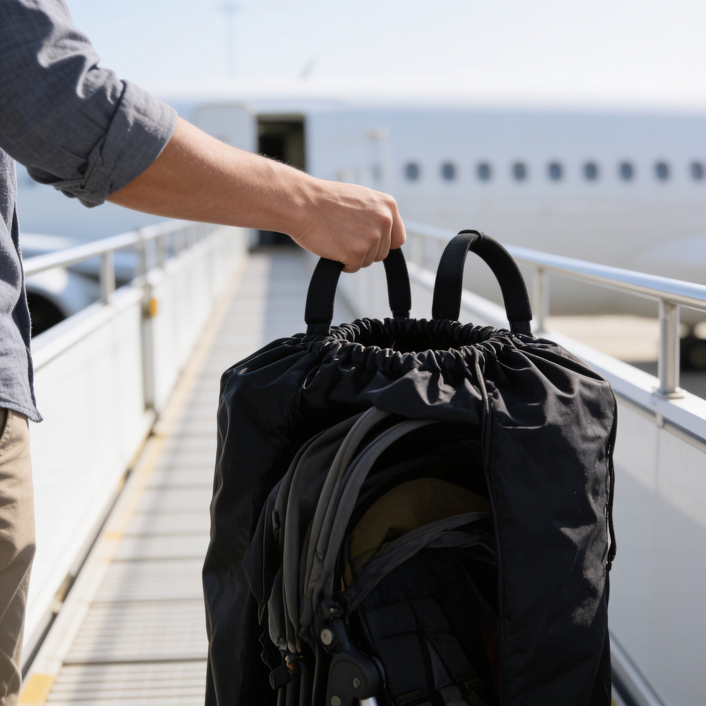 Lumiwee Stroller travel storage bag: carrying the packed bag by its handles