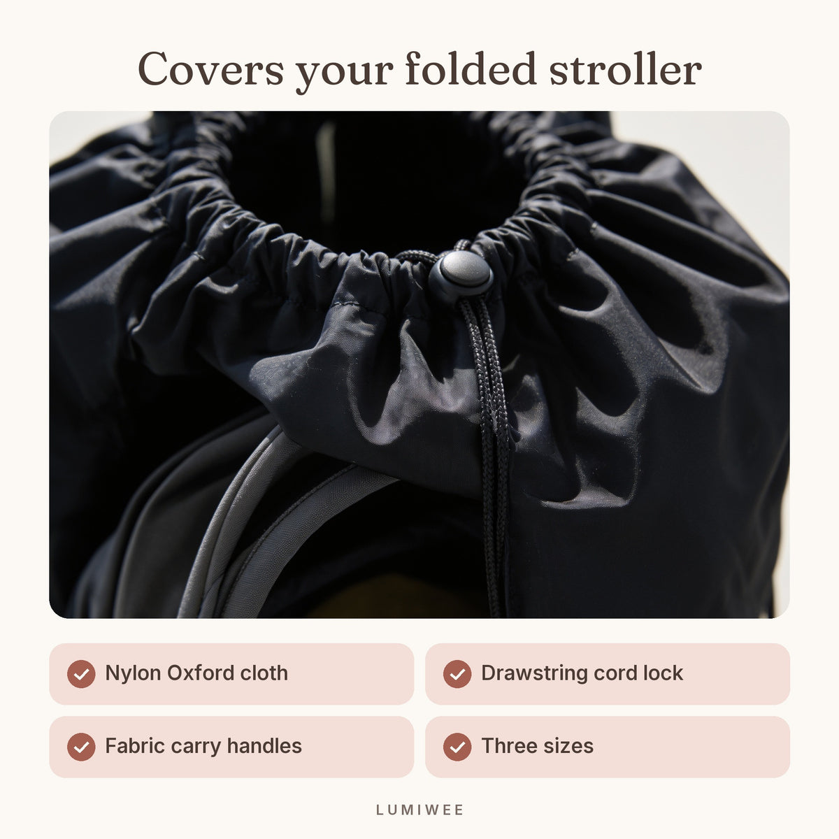 Lumiwee infographic: Stroller - Covers your folded stroller