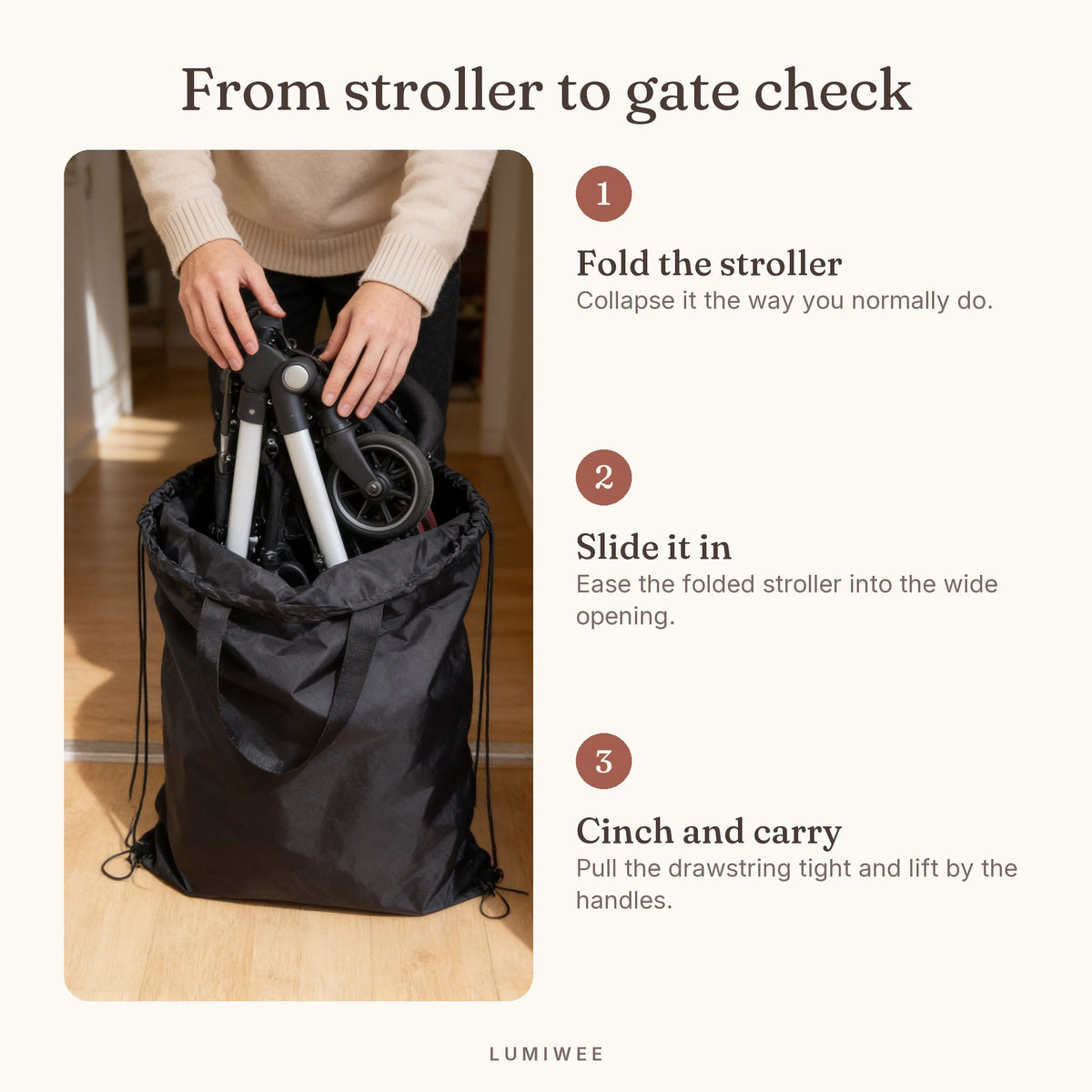 Lumiwee infographic: Stroller - From stroller to gate check
