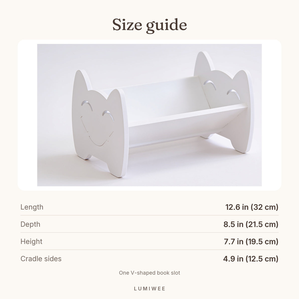 Lumiwee infographic: Sunny - Size guide