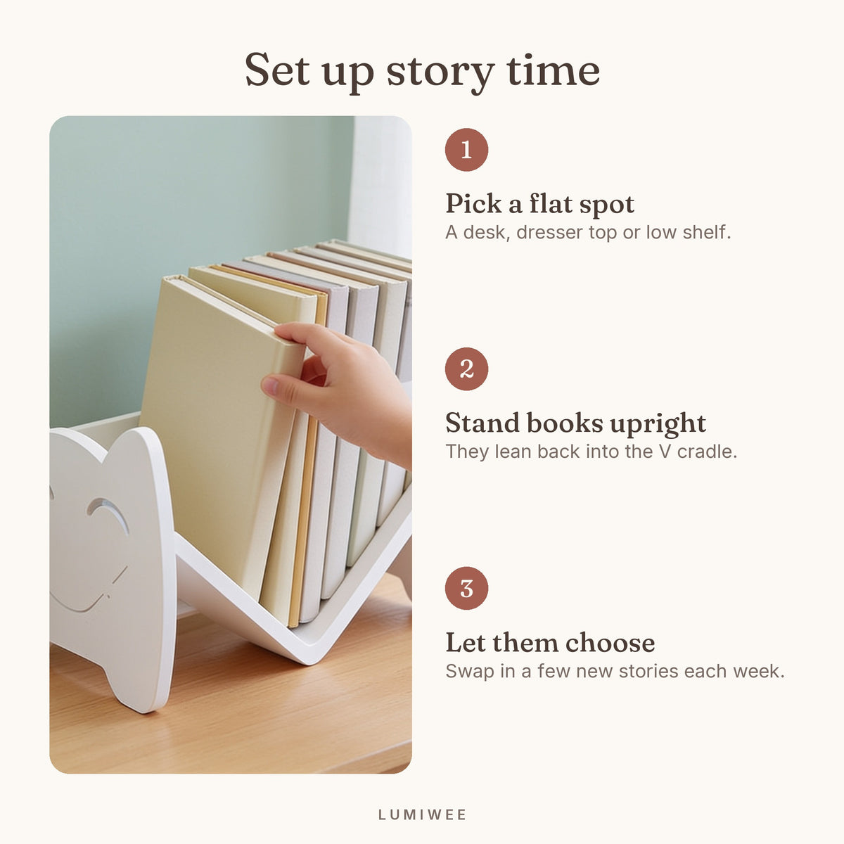 Lumiwee infographic: Sunny - Set up story time