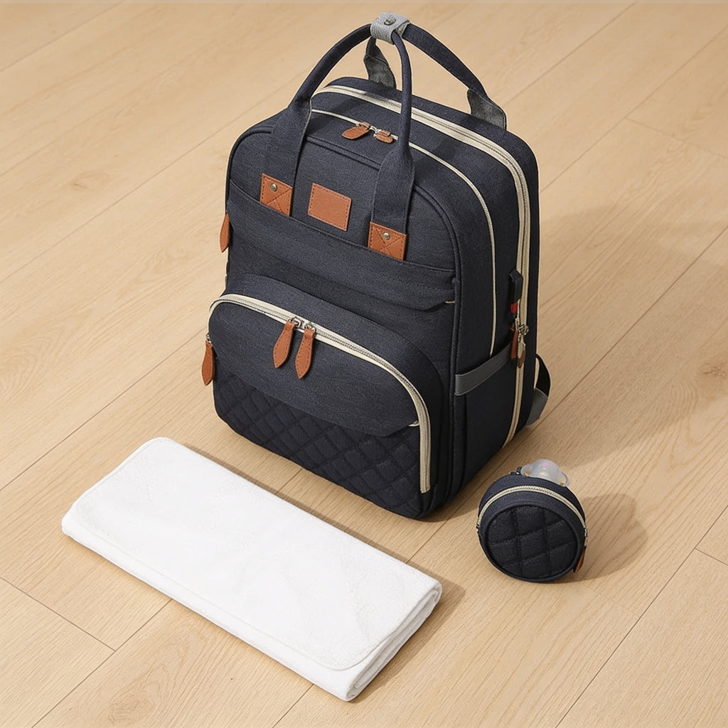Lumiwee Swift diaper backpack: what is included: backpack, pacifier case and changing mat