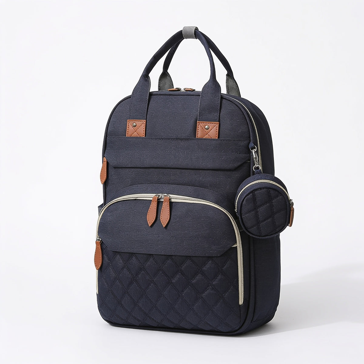 Lumiwee Swift diaper backpack: navy quilted diaper backpack on a white background