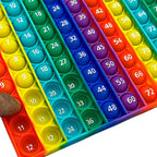 Close-up of original Tally printed answers and rainbow bubbles