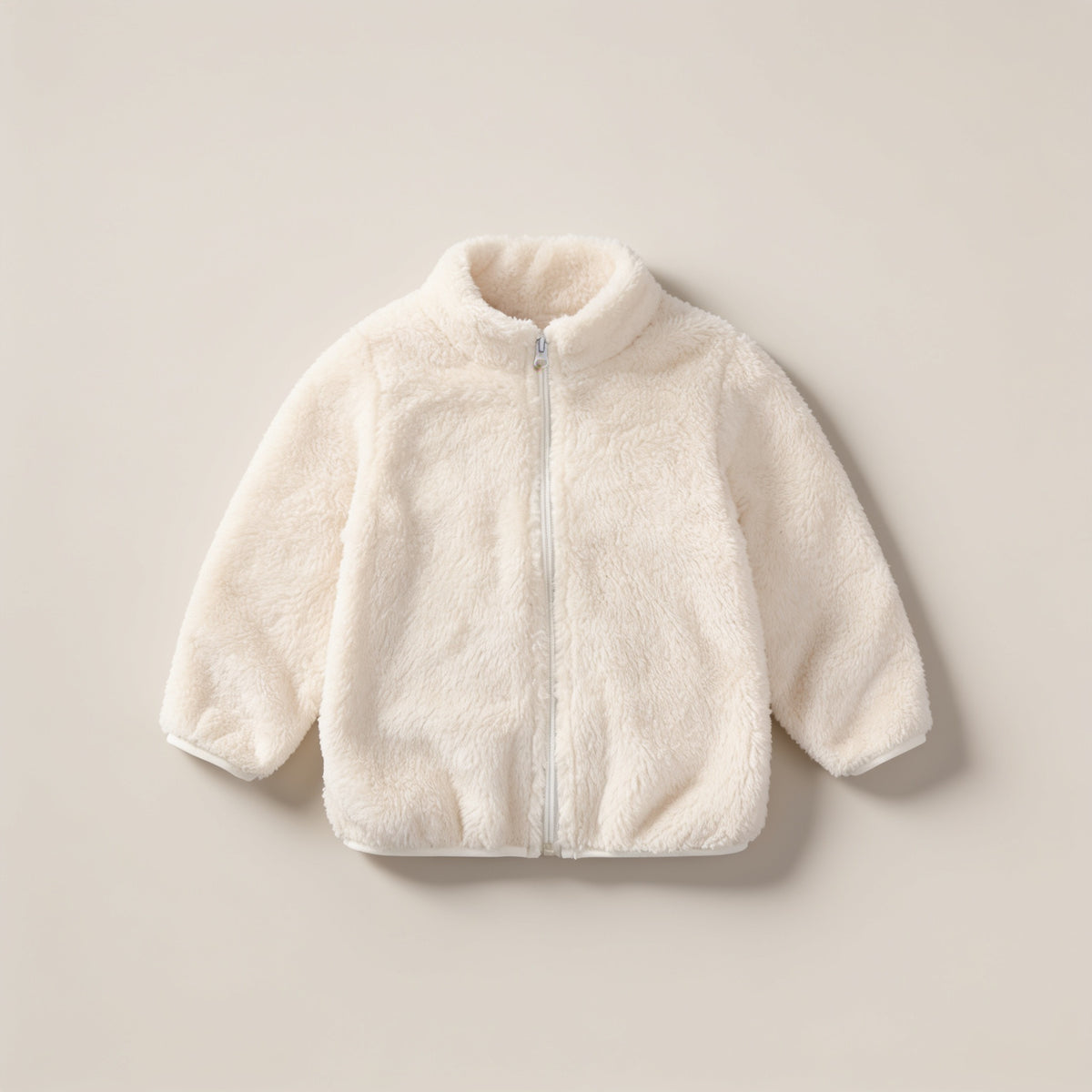 Lumiwee Teddy kids plush jacket: cream kids plush jacket on a plain background