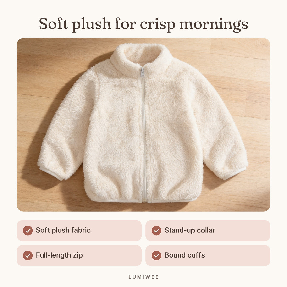 Lumiwee infographic: Teddy - Soft plush for crisp mornings