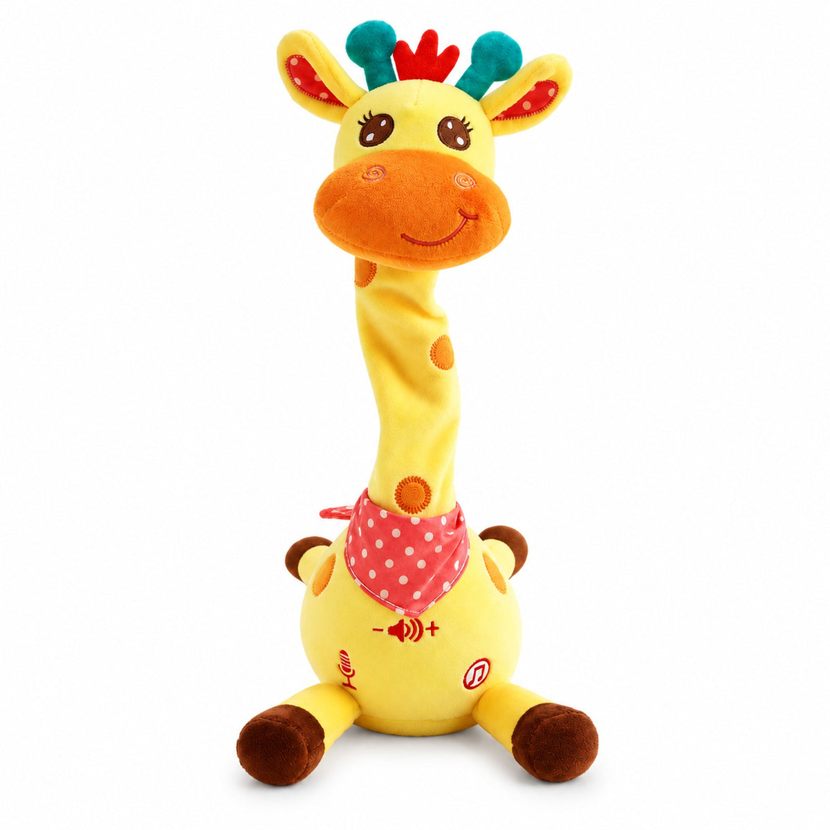Yellow Tilly giraffe plush on white