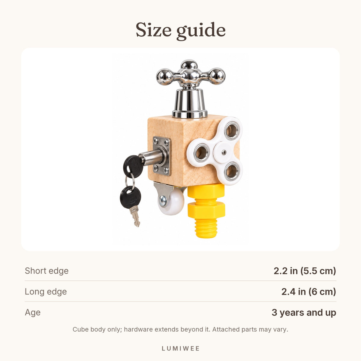 Lumiwee infographic: Tinker - Size guide