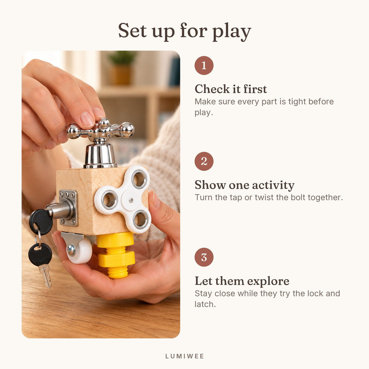Lumiwee infographic: Tinker - Set up for play