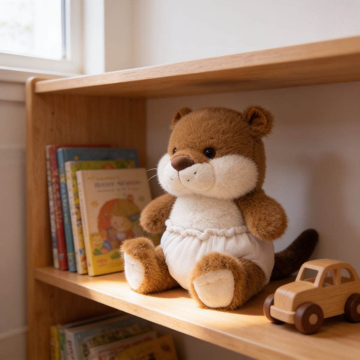 Lumiwee Waddle animal plush, Otter – With Diaper option, in a bright room