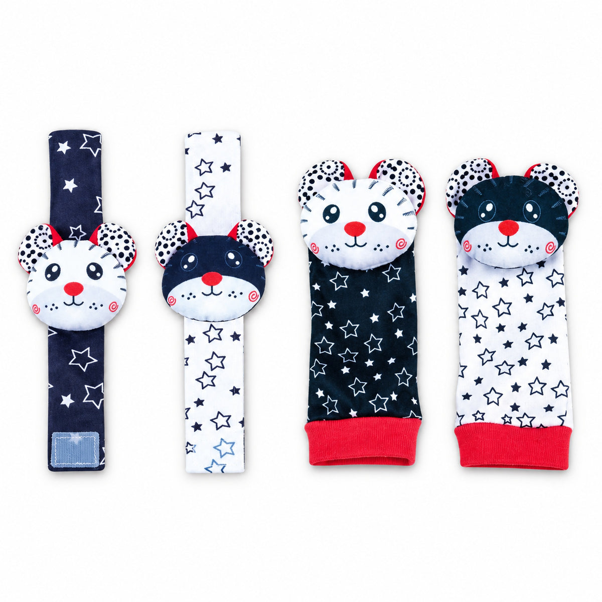 Lumiwee Wiggle Wrist Rattles & Foot Finder Socks, 4 Pcs Set, Starry Kittens option