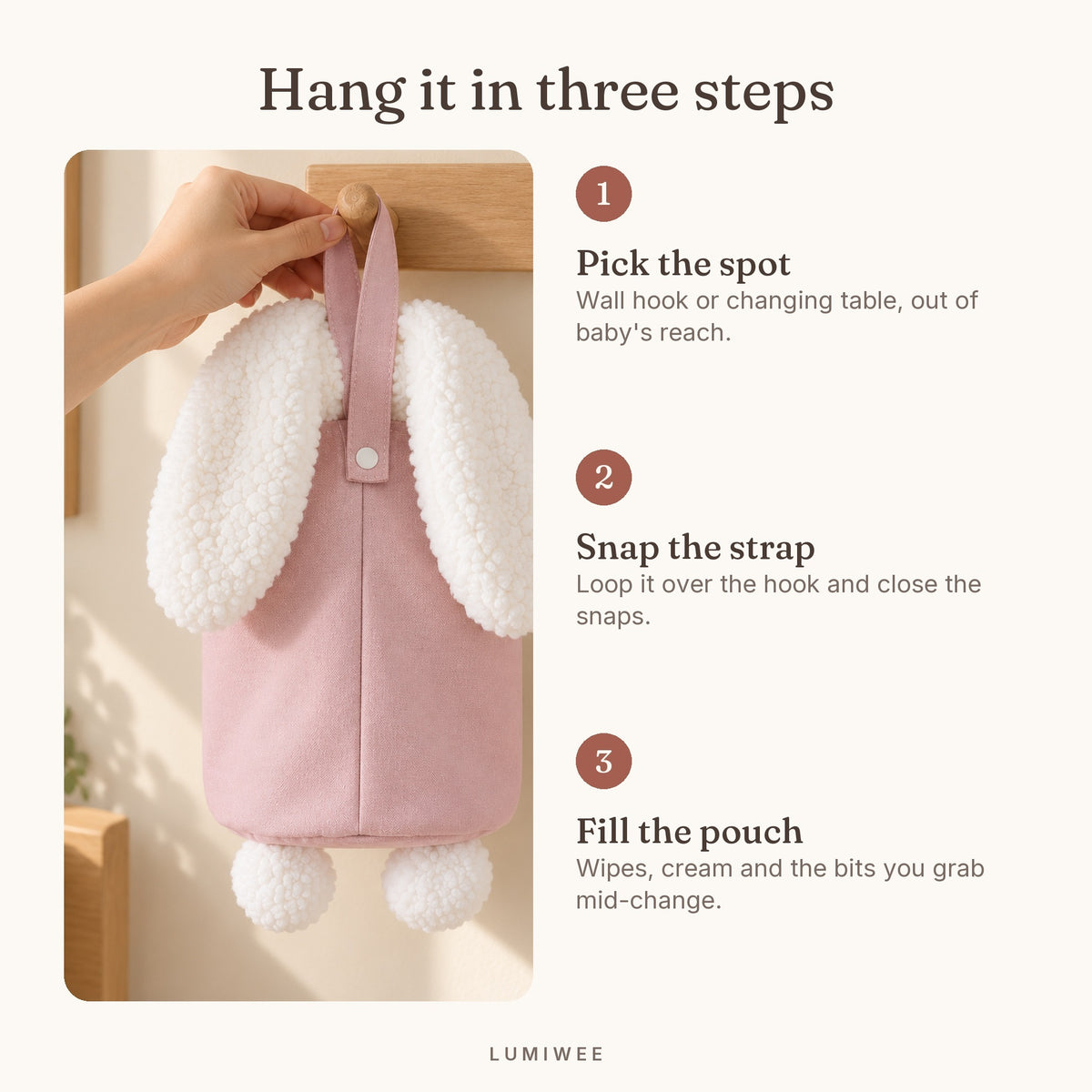 Lumiwee infographic: Willow - Hang it in three steps