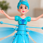 Close-up of the blue fairy doll's bow bodice, motor waist and rotor fittings