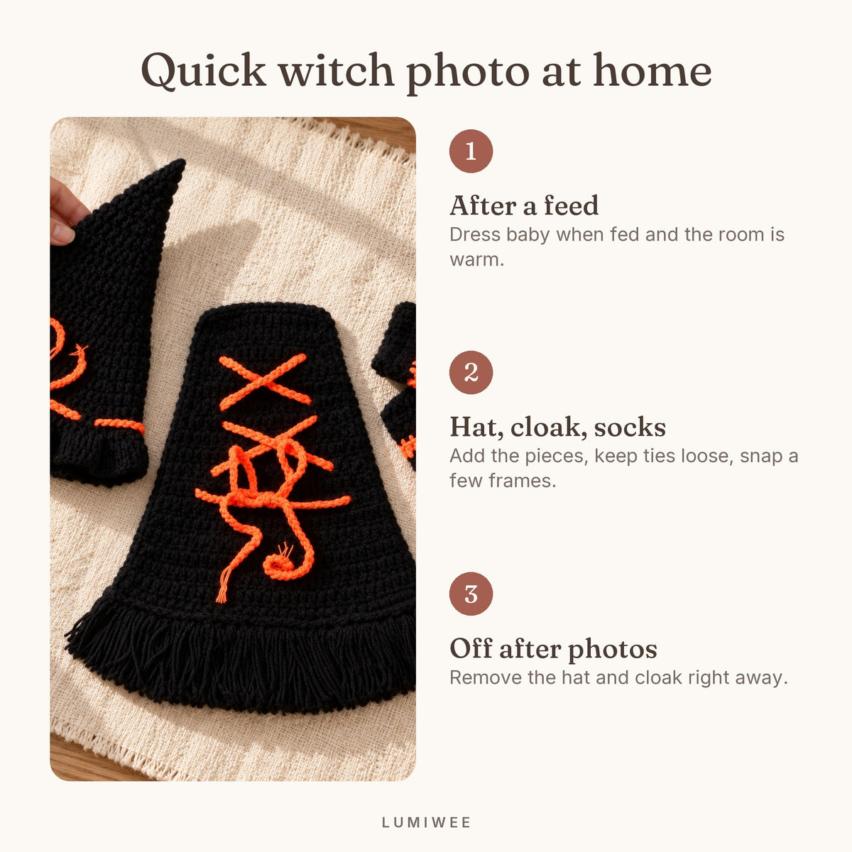 Lumiwee infographic: Witch - Quick witch photo at home